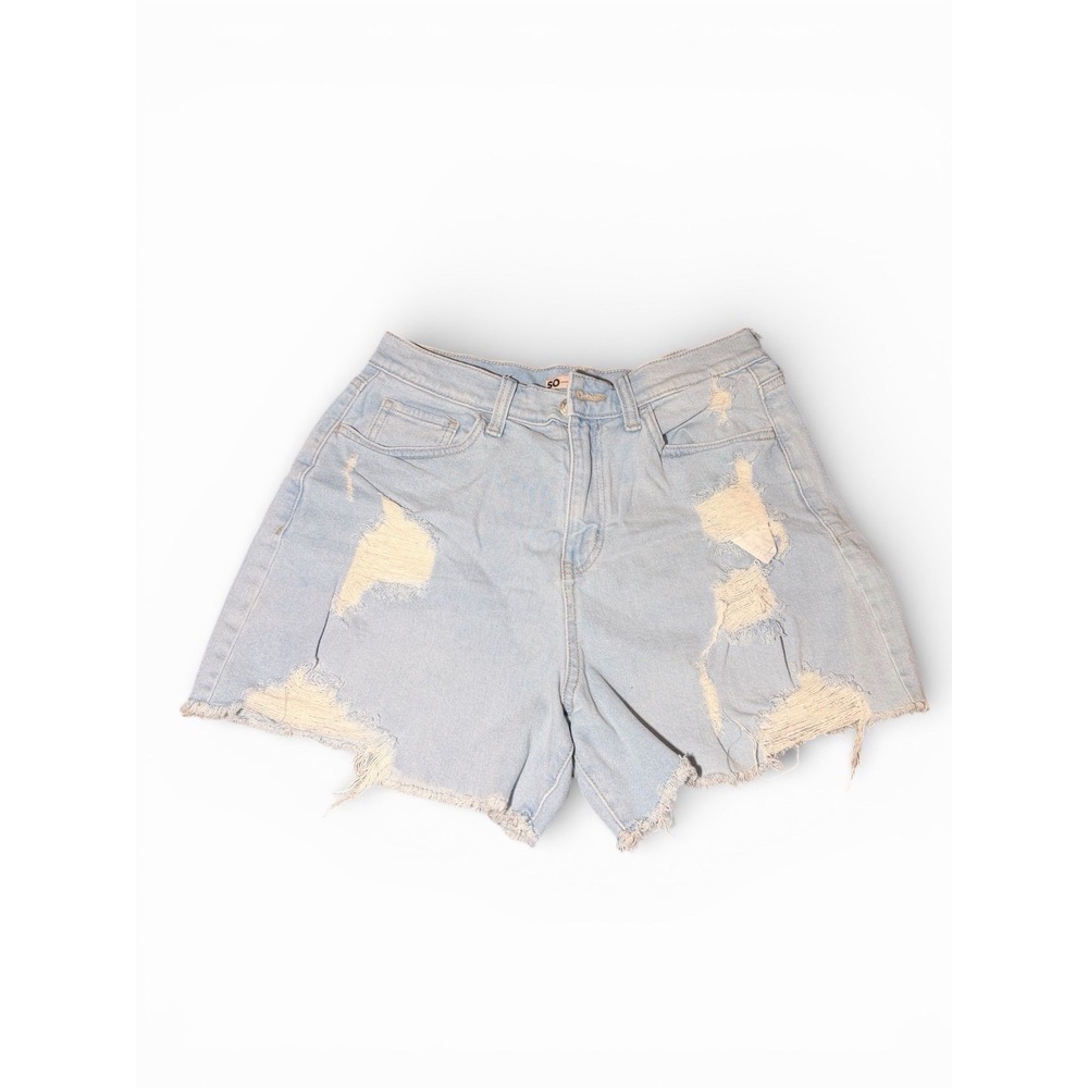 SO Super High Rise 90s Boyfriend Shorts Light Wash Distressed Denim Size 9 29W